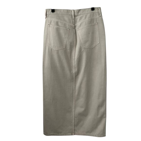 Abercrombie & Fitch High-Rise Denim Midi Skirt Ecru/Khaki Size 30 (US 10) - Picture 6 of 7